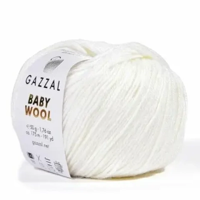 Пряжа GAZZAL Baby Wool 50 гр. 175 м цвет 801 состав: 40% шерсть мериноса, 20% кашемир ПА, 40% акрил