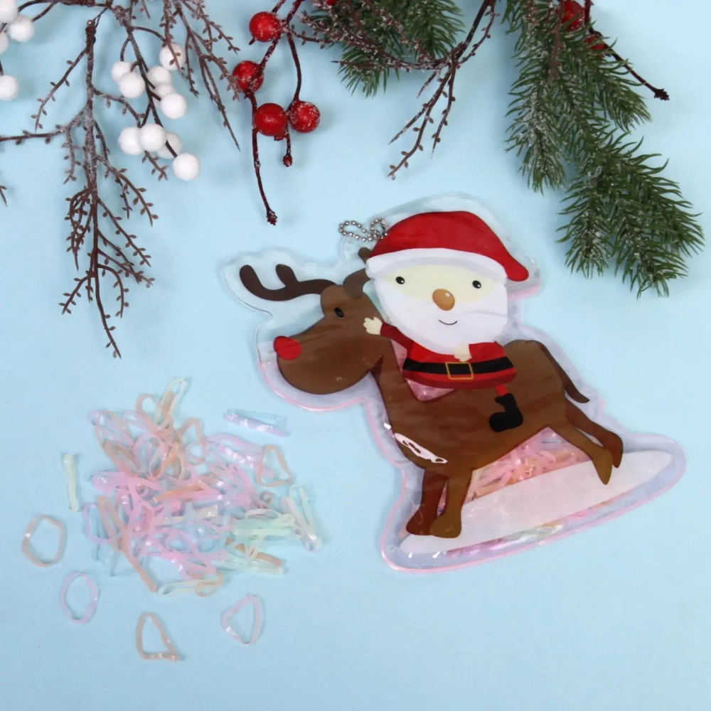 Резинки для волос силиконовые «Новый Год- Дед Мороз с Конфетой», цвет микс,250шт, 17,5*14 см