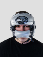 Шлем боксерский LEADERS LS ULTRA с бамперной защитой BL/SIL  кожа, синий тёмный/серебристый