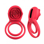 Двойное эрекционное кольцо с вибрацией и стимулятором клитора Rose
