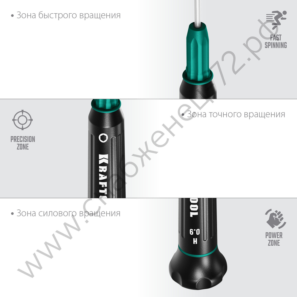 KRAFTOOL Precision HEX0.9, Отвертка для точных работ (25685-0.9)