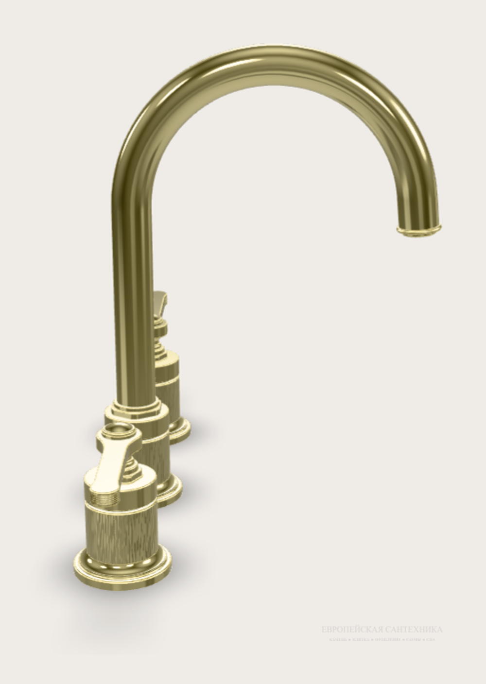 Смеситель для раковины Gessi Venti20, на 3 отверстия зонтичный, без донного клапана, цвет Brass PVD
