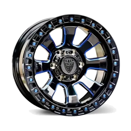 Диск колёсный литой BEAST OFFROAD 9604N R17 8,5 ET0 Blue Gloss Black W Milled Spokes