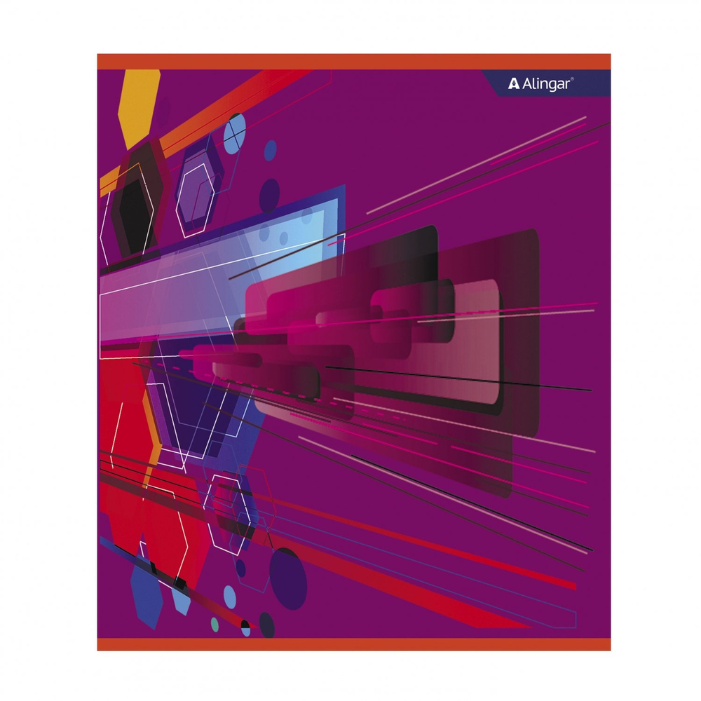 Тетрадь 36л., А5, клетка, Alingar "New line", скрепка, мелованный картон (стандарт) , блок офсет, 4 дизайна в пленке т/у