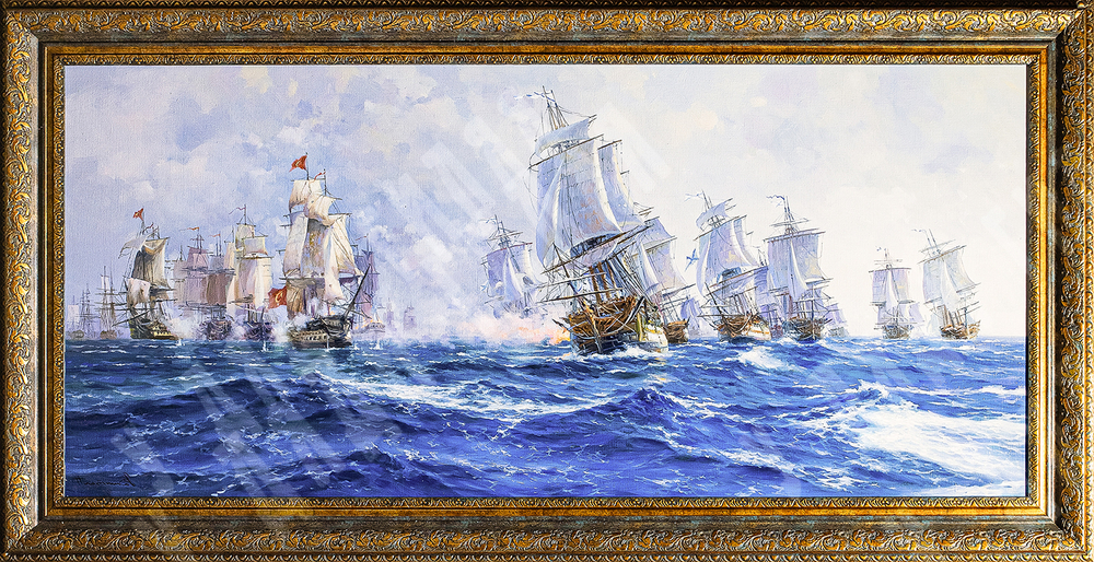 Плотников В. В. Атака русской эскадры Ф. Ф. Ушакова . Холст масло. 2022 г.