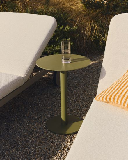 Уличный столик Asinara из зеленого алюминия, диаметр 40 см