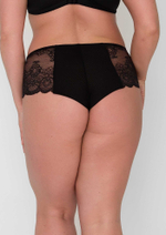 Женские трусики-бразилиана из гипюра с цветочным рисунком (Размер: M) (Цвет: черный)