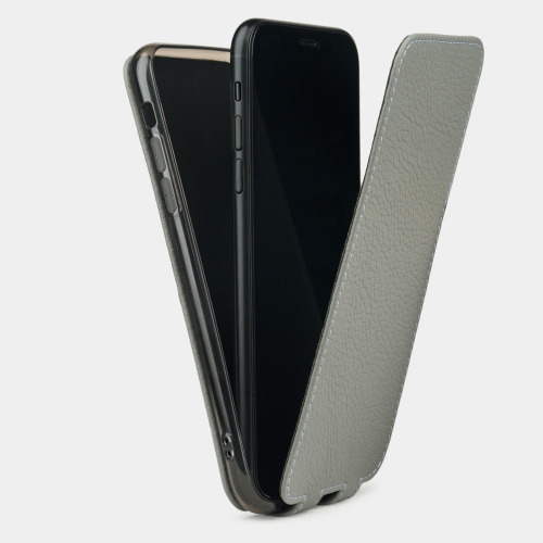 Чехол для iPhone XR из натуральной кожи теленка, стального цвета