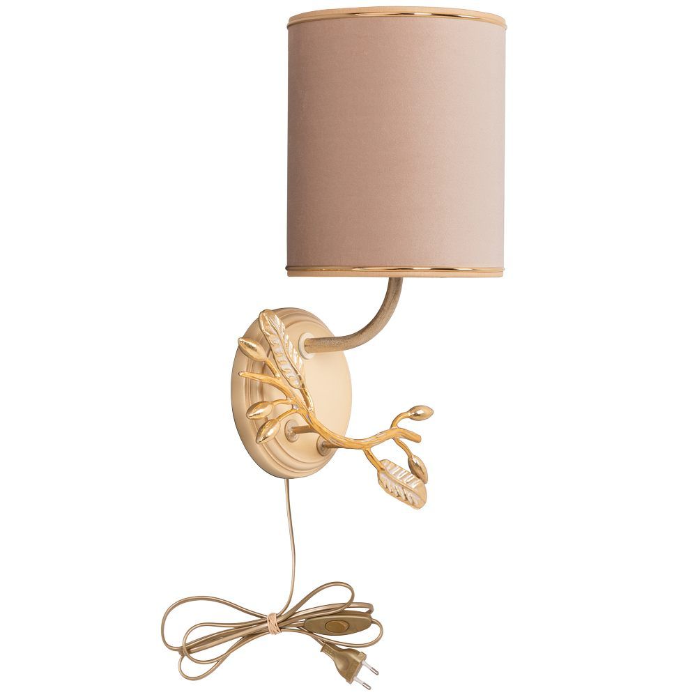 Бра настенный светильник Oliva Branch (Олива Бранч) Айвори левое Мраморное золото с абажуром Терра Айвори