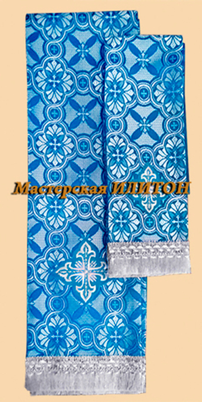 Закладка голубая с серебром для Евангелия и Апостол из парчи.