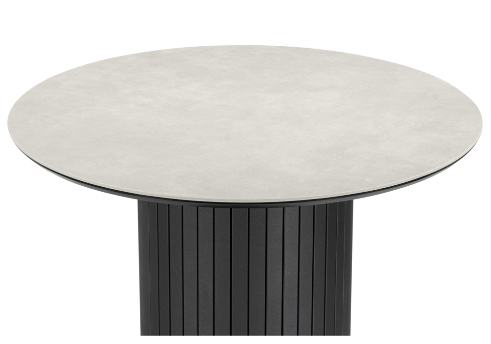 Керамический стол Woodville Гравент 90 carmen light grey, черный