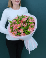 Букет альстромерия розовая,9 веток(00345)