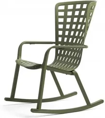 Уличное кресло-качалка Folio агава с зеленой подушкой
