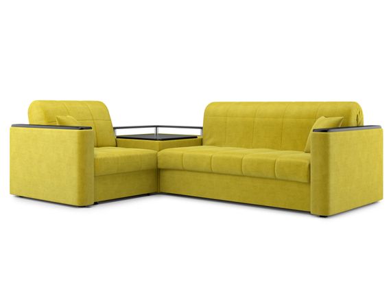 Диван угловой с Баром Неаполь 1,6 - Velutto 28 оливковый/ коричневая накладка