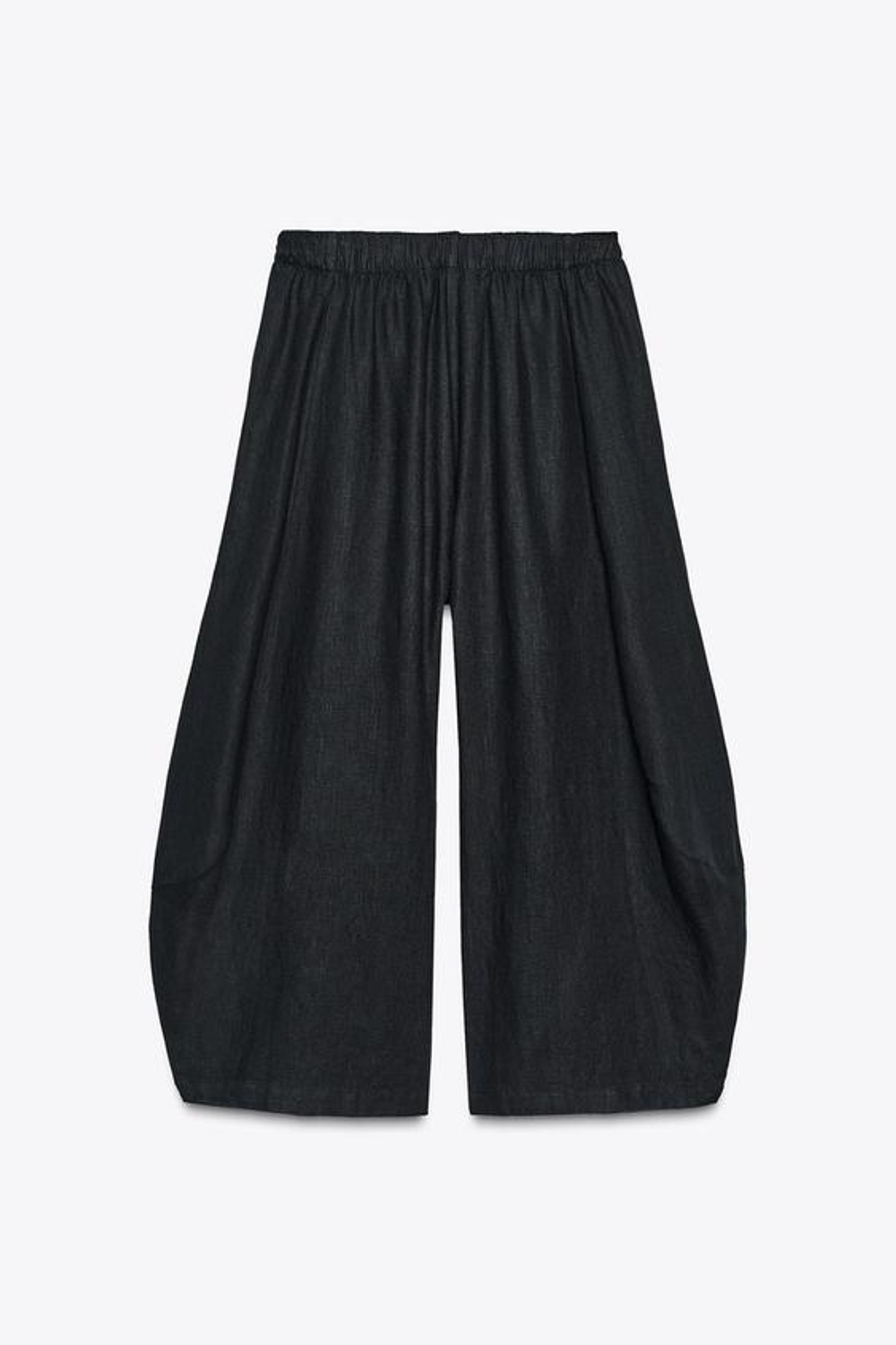 ZARA ЛЬНЯНЫЕ БРЮКИ С ОБЪЕМОМ — ZW COLLECTION, ЧЕРНЫЙ