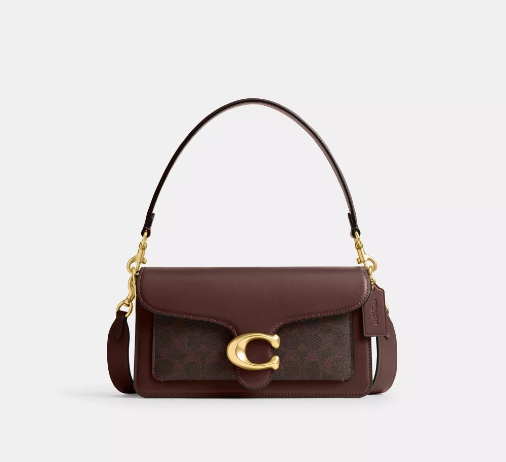 COACH СУМКА ЧЕРЕЗ ПЛЕЧО SIGNATURE CANVAS TABBY 26, ТЕМНО-КОРИЧНЕВЫЙ