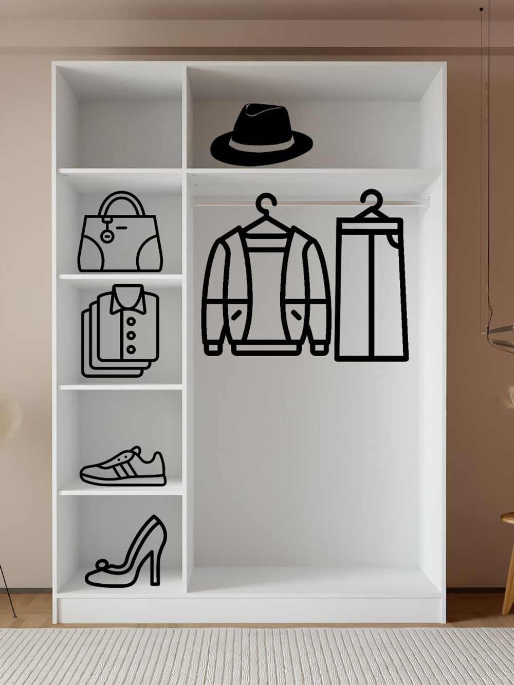 Шкаф распашной трехдверный Мираж, белый, 215х120х45