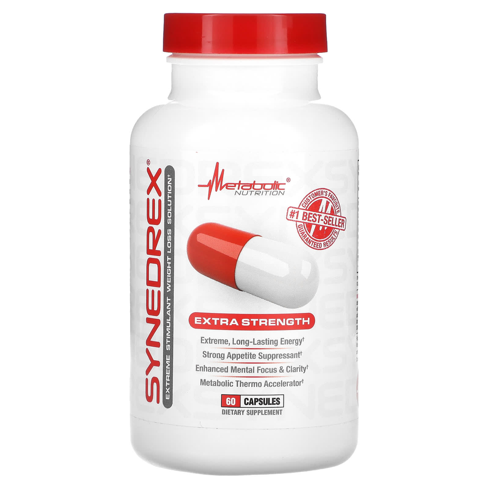 Metabolic Nutrition, Synedrex, экстремальный стимулятор для снижения веса, 60 капсул