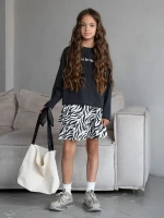 Летний костюм для девочки, лонгслив и юбка