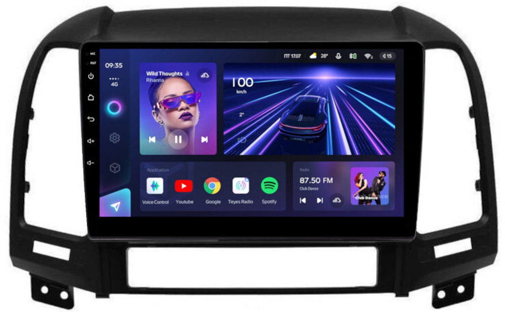 Магнитола для Hyundai Santa Fe 2 CM 2006-2012 (рамка черная) - Teyes CC3L на Android 10, 8-ядер, CarPlay, 4G SIM-слот