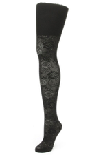 Корректирующие колготки с рисунком в виде роз (Размер: M-L) (Цвет: черный)