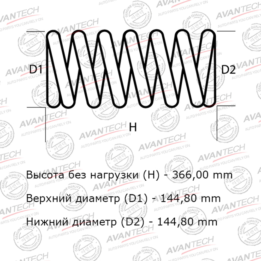 Комплект усиленных пружин подвески Avantech (2шт. в одной упаковке) HS0214R