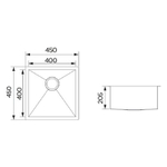 Кухонная мойка, 450x450x205 мм, 1 чаша