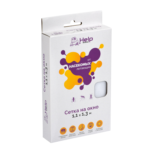 СЕТКА ПРОТИВОМОСКИТНАЯ HELP Д/ОКОН С КРЕПЕЖНОЙ ЛЕНТОЙ 110Х130СМ 80001