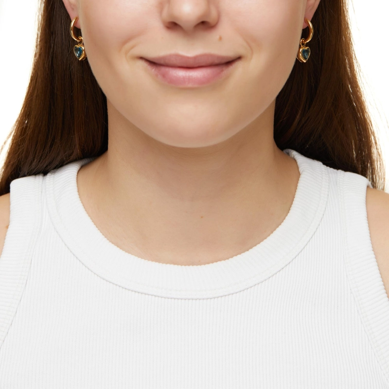 Серьги с Подвеской Сердцем – Голубая шпинель