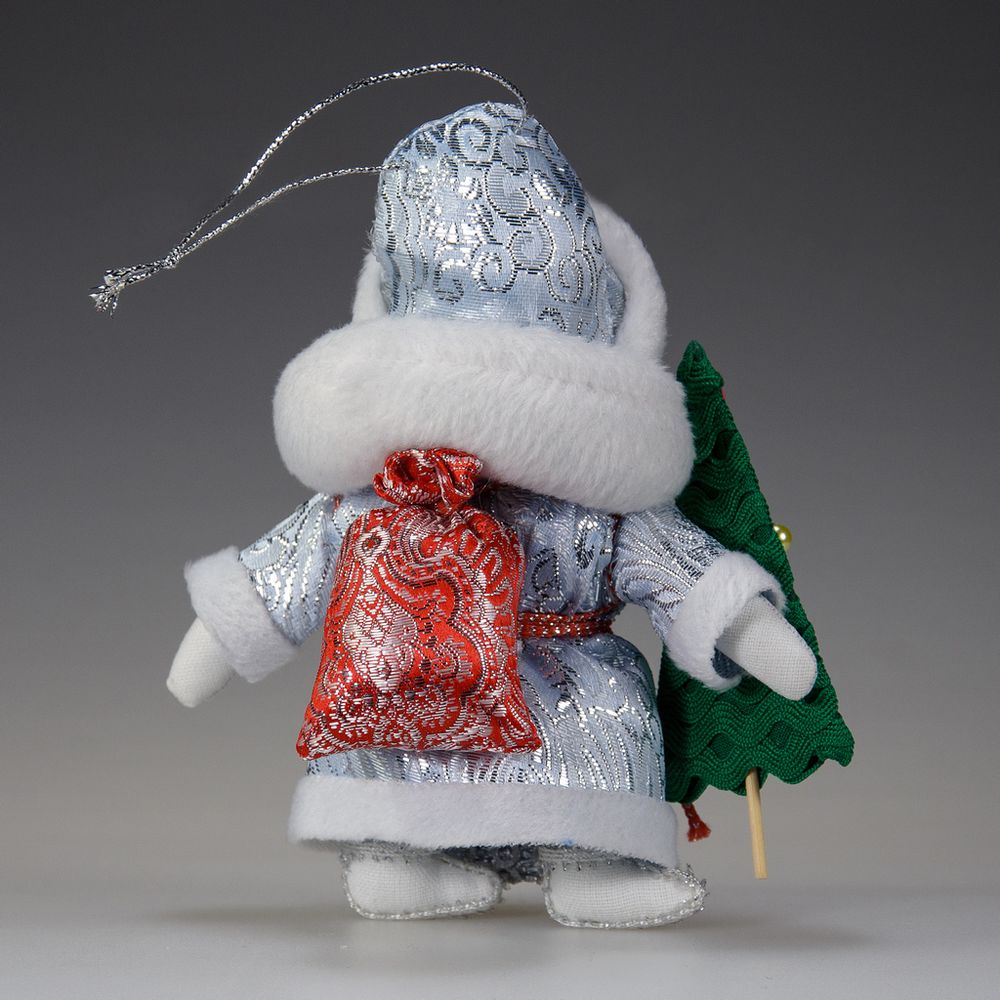 Ёлочная игрушка Дед Мороз с рюкзаком и ёлкой