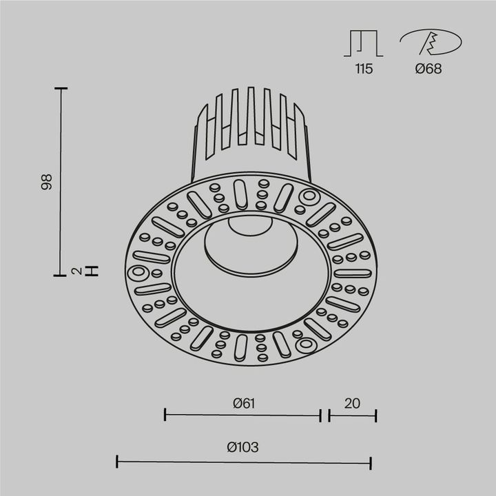 Встраиваемый светильник Maytoni Technical Dip DL121-15W-4K-TRS-W