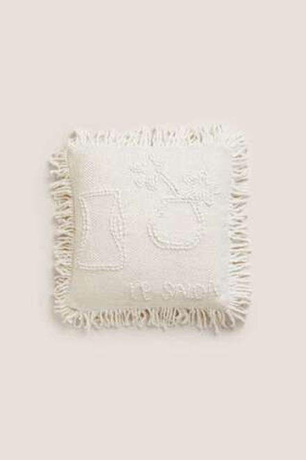 ZARA HOME ШЕРСТЯНОЙ ЧЕХОЛ НА ПОДУШКУ, ЭКРЮ