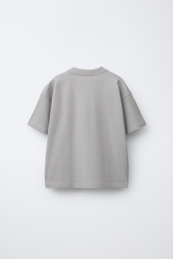 ZARA ОДНОТОННАЯ ФУТБОЛКА MEDIUM WEIGHT, СЕРЫЙ