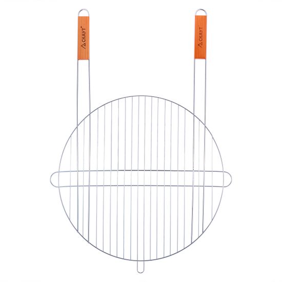 Решетка для гриля и барбекю круглая d46х75 см. СКАУТ 0743 с 2-мя деревянными ручками