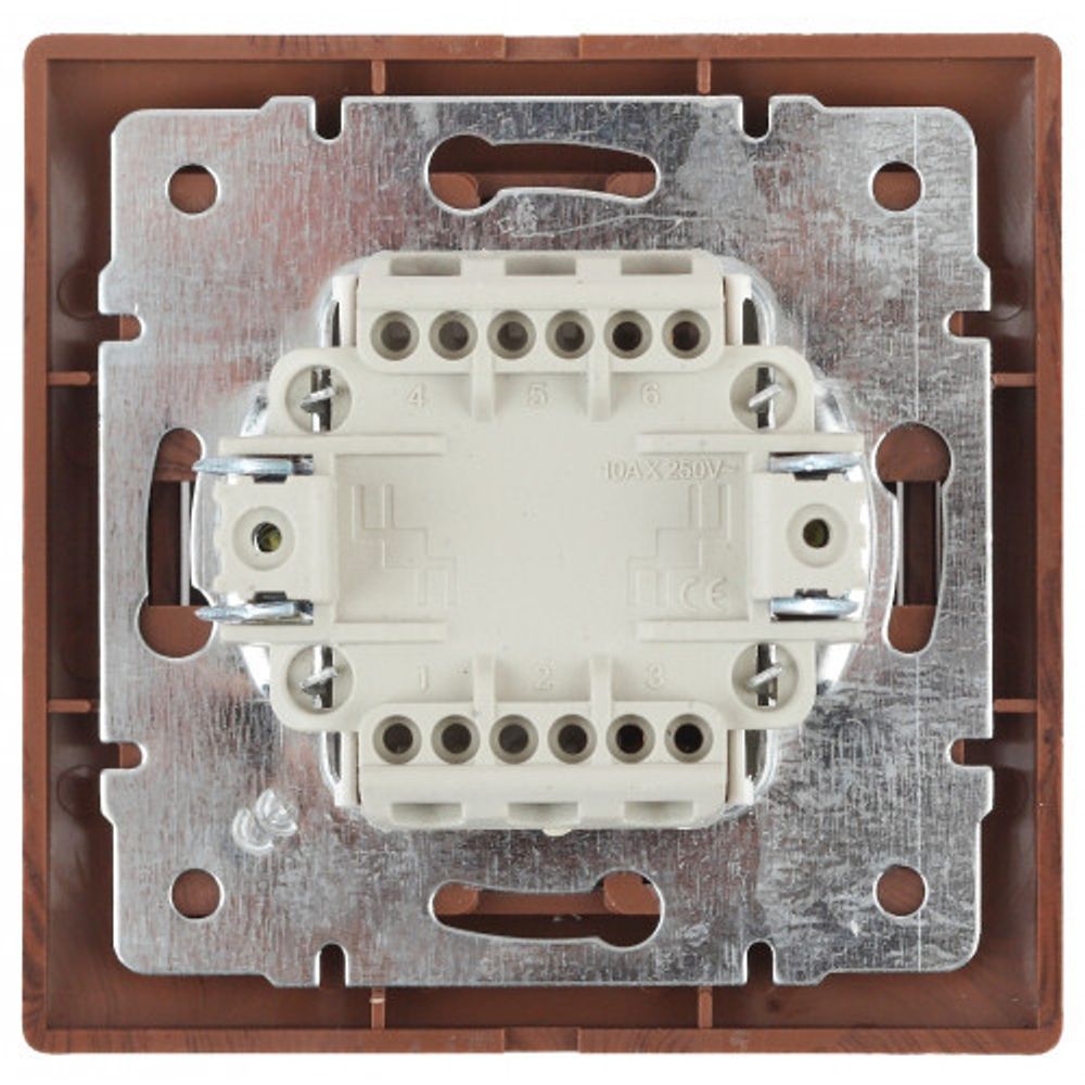 Выключатель Intro Plano 1-105-10 двухклавишный с подсветкой, 10А-250В, IP20, СУ, венге