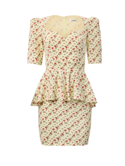 Платье мини с декольте и баской