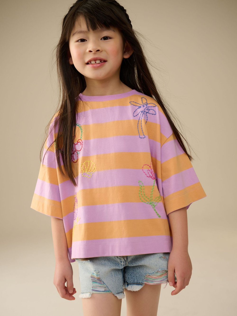 Футболка для девочки Next E44-430, Оранжевый, Сиреневый