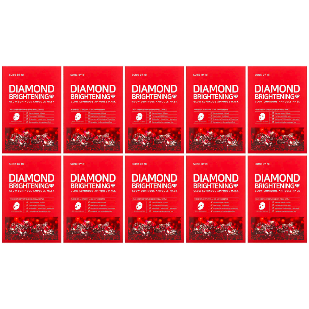 SOME BY MI, Diamond Brightening, тканевая маска с жемчужной пудрой для сияния кожи, 10 шт. по 25 мл