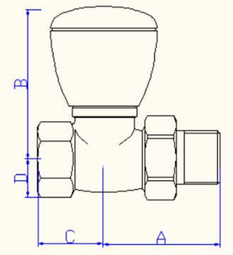 Клапан регулирующий Valtec 1/2" прямой ручной арт. VT.008.N.04 для радиаторов