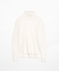 Oysho Вязаный свитер с высоким воротником, экрю