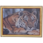 Алмазная мозаика на подрамнике с полным заполнением «МИР ЯРКИХ КРАСОК», тигр, 30*40см