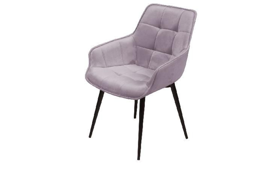 Стул с подлокотниками Capri, бархат светло-серый 26 / опора конус