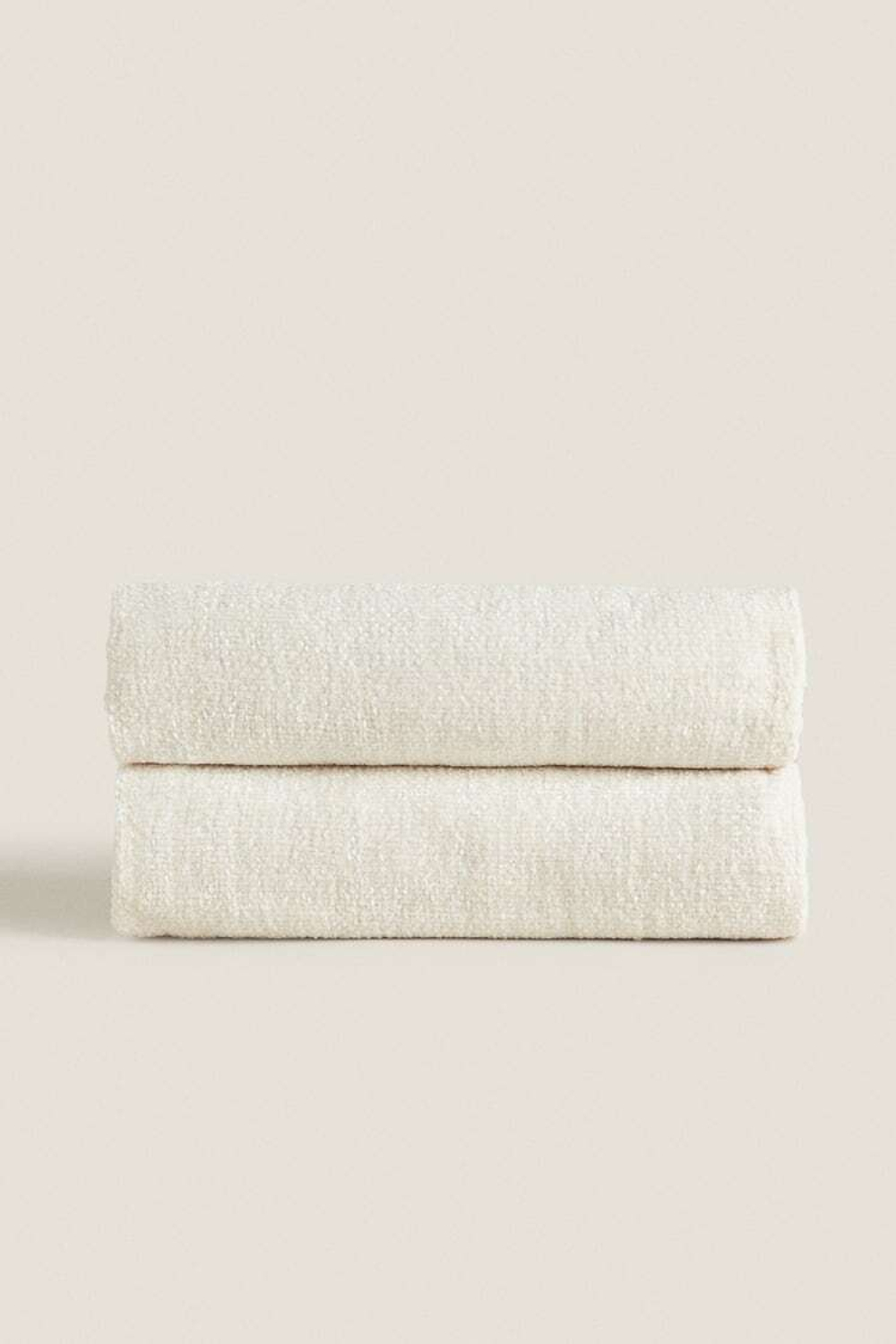 ZARA HOME ТОЛСТОЕ ОДЕЯЛО ИЗ СИНЕЛИ, ЭКРЮ