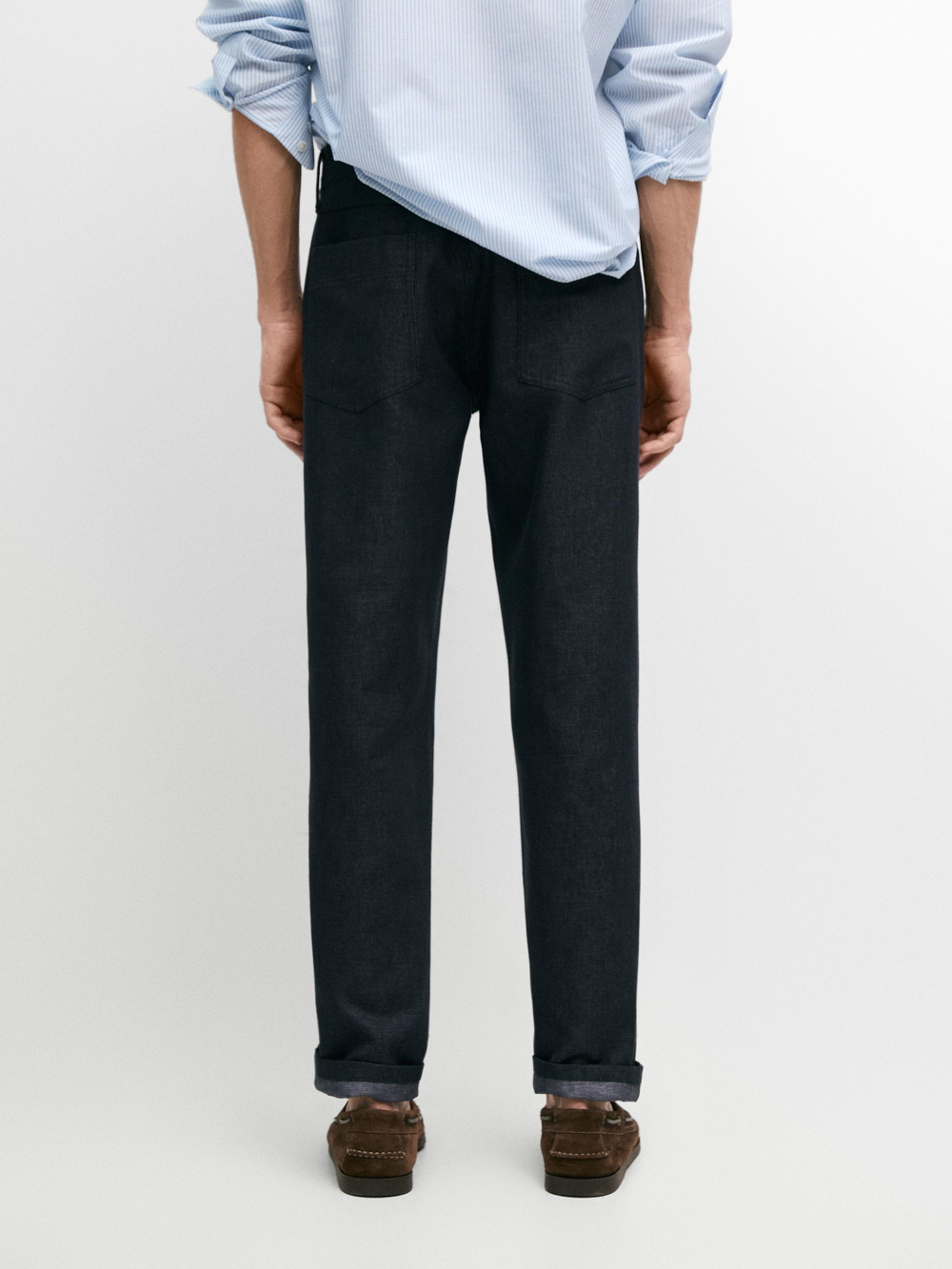 Massimo Dutti Брюки из хлопка и льна с пятью карманами, темно-синий