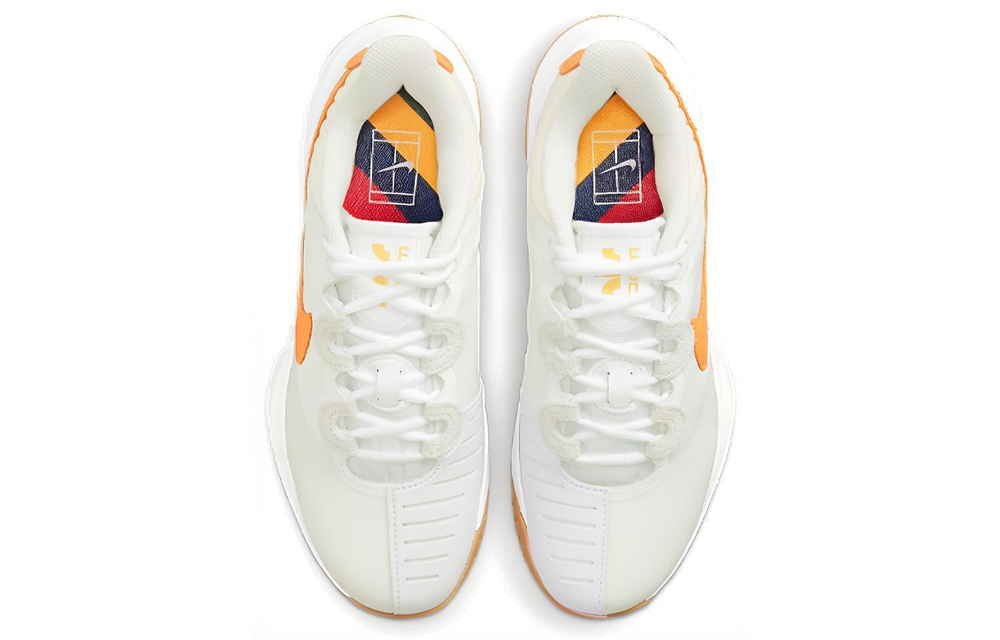 Nike Court Air Zoom GP Turbo air cushion shock absorption, non-slip, wear-resistant, breathable, wrapping, lightweight, low-top tennis shoes, women's pearl white orange