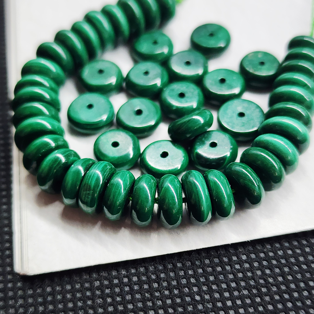Малахит природный, бусина шайба, рондель 8мм, штучно