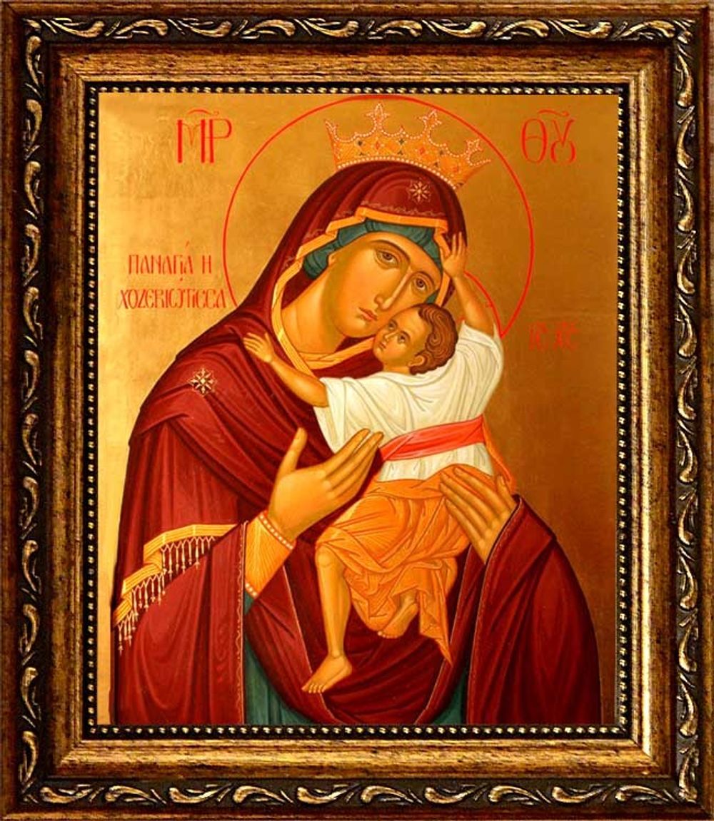 Взыграние Младенца. Икона Божьей Матери на холсте в раме.