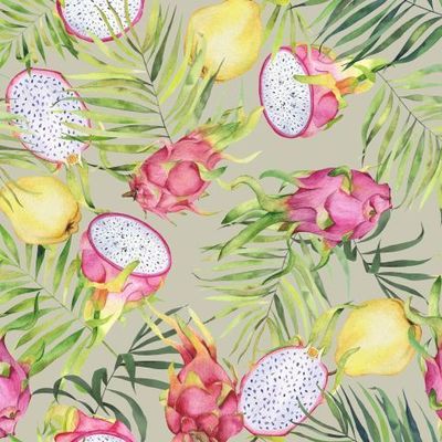 Драгонфруты и пальма на оливковом