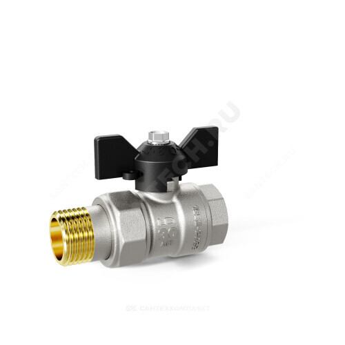 Кран шаровой латунь Pride Ду 15 Ру40 ВР/"американка" полнопроходной бабочка исп 2 LD 47.306.15.2