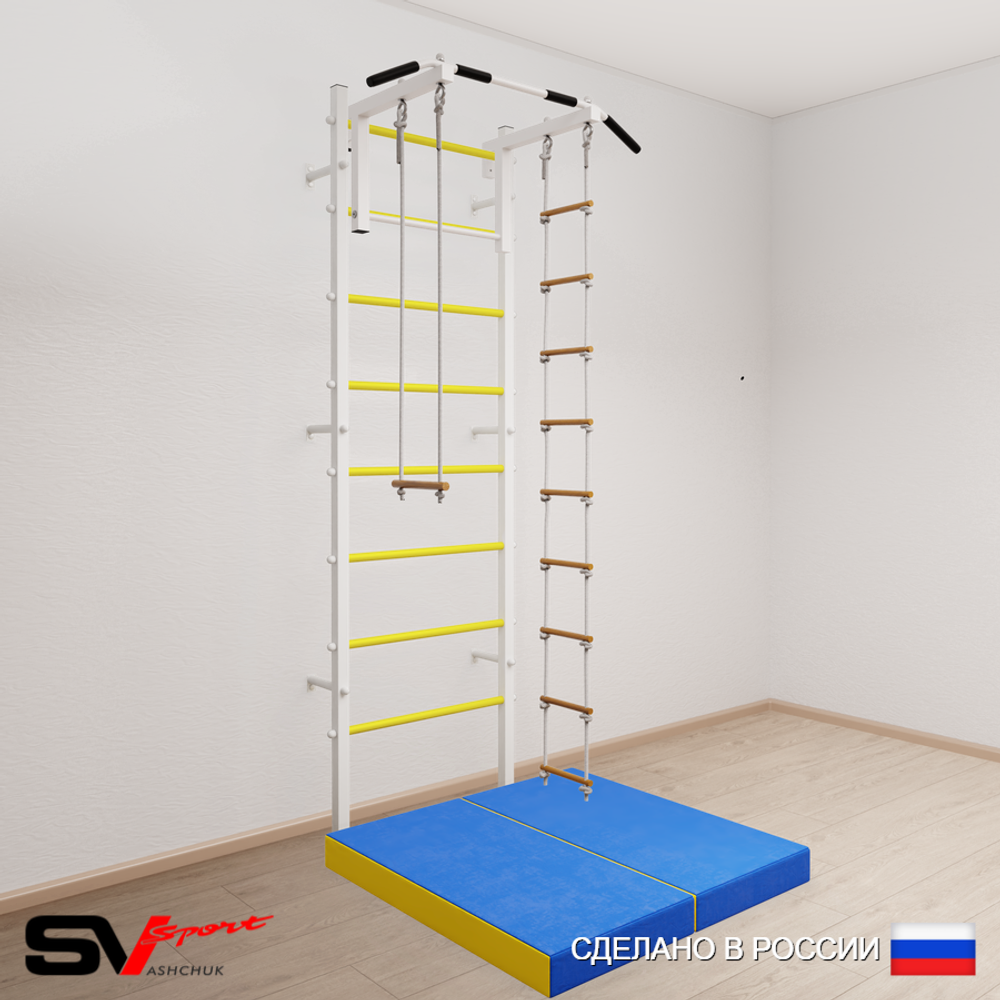 Шведская стенка Sv Sport усиленная 6184 (Турник стандарт/Лестница/Трапеция/Мат 1м)